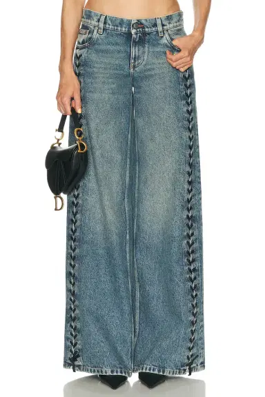 Stella McCartney Laced Denim Wide Leg | Thumbnail 1 Stella McCartney Laced Denim Wide Leg | Thumbnail 1