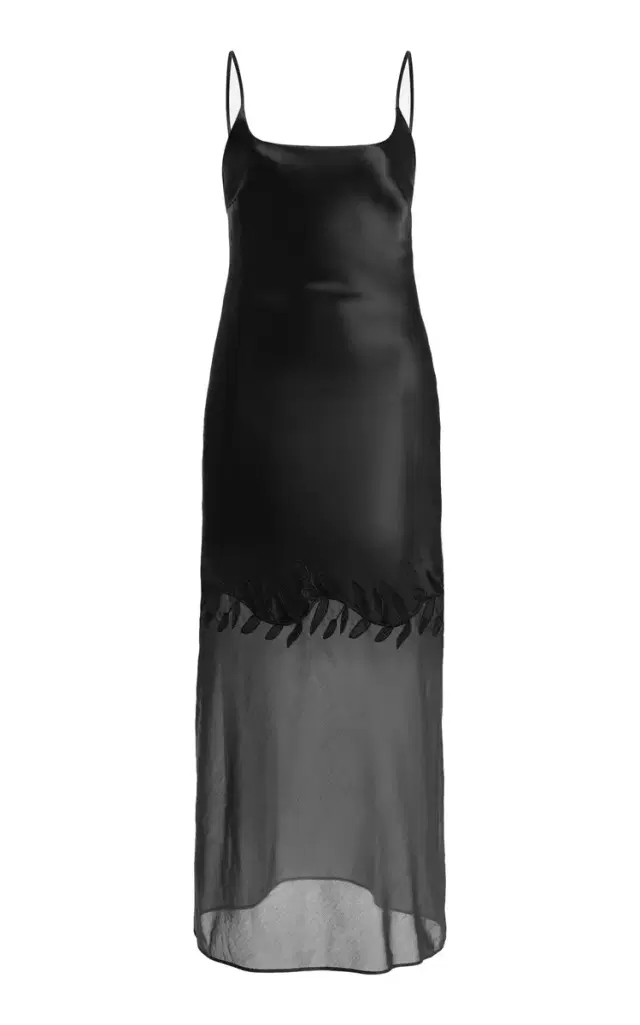 By Malene Birger Camilla Organza-Trimmed Embroidered Satin Midi Slip Dress