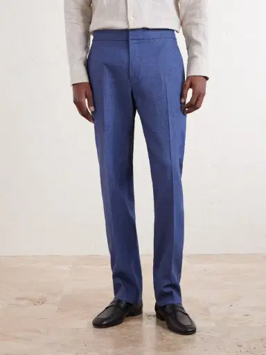 Zegna Tapered Pleated Linen Trousers - Men | Thumbnail 3