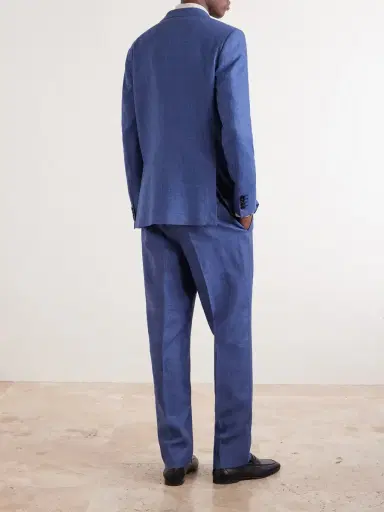 Zegna Tapered Pleated Linen Trousers - Men | Thumbnail 4