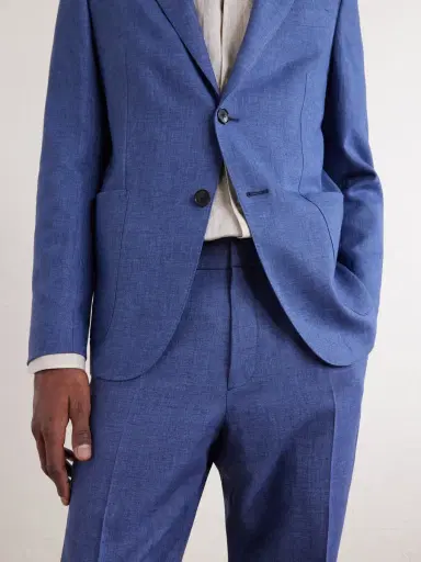 Zegna Tapered Pleated Linen Trousers - Men | Thumbnail 5