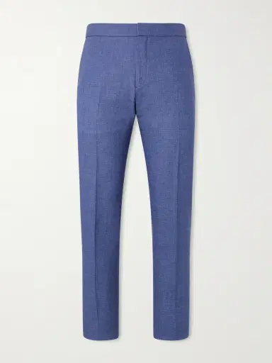 Zegna Tapered Pleated Linen Trousers - Men | Thumbnail 7