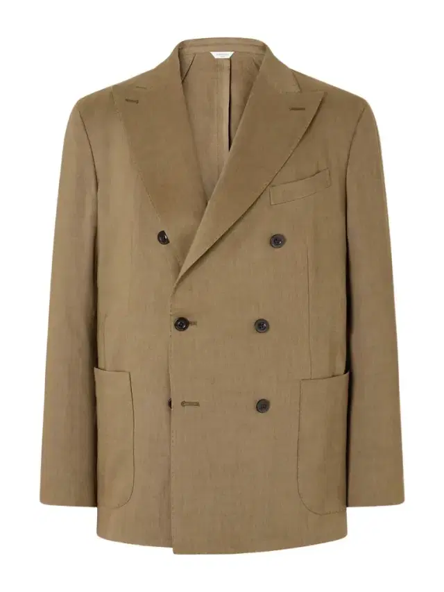 Boglioli Double-Breasted Linen, Virgin Wool and Mohair-Blend Suit Jacket - Men