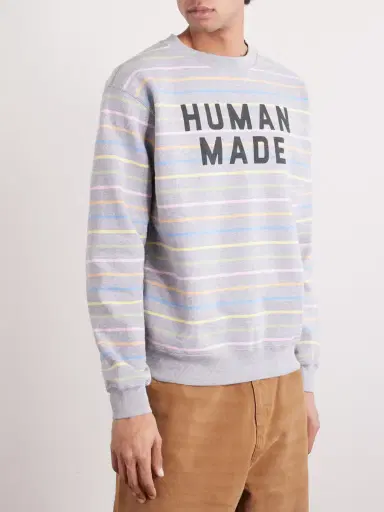 Human Made Logo-Print Striped Cotton-Jersey Sweatshirt - Men | Thumbnail 3 Human Made Logo-Print Striped Cotton-Jersey Sweatshirt - Men | Thumbnail 3