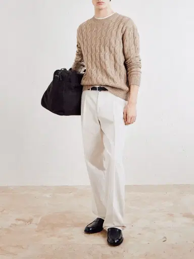 Zegna Cable-Knit Linen, Cashmere and Silk-Blend Sweater - Men | Thumbnail 2 Zegna Cable-Knit Linen, Cashmere and Silk-Blend Sweater - Men | Thumbnail 2