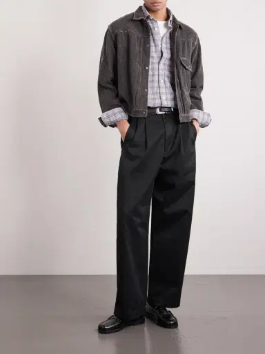Human Made Wide-Leg Logo-Embroidered Pleated Cotton-Twill Chinos - Men | Thumbnail 2 Human Made Wide-Leg Logo-Embroidered Pleated Cotton-Twill Chinos - Men | Thumbnail 2