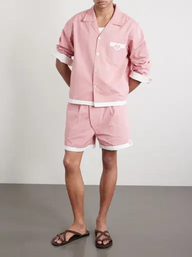 BODE Heart Deco Straight-Leg Logo-Appliquéd Cotton-Faille Shorts - Men | Thumbnail 2
