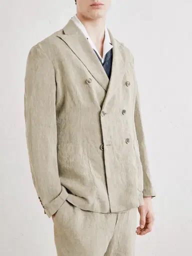 Barena Siroco Marte Double-Breasted Linen Suit Jacket - Men | Thumbnail 3