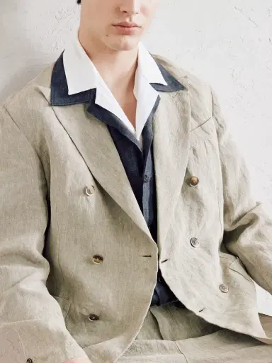 Barena Siroco Marte Double-Breasted Linen Suit Jacket - Men | Thumbnail 5