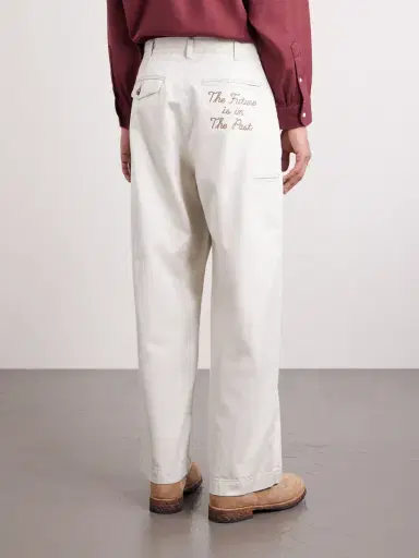 Human Made Wide-Leg Logo-Embroidered Pleated Cotton-Twill Chinos - Men | Thumbnail 4