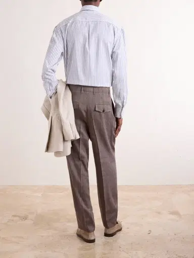 Brunello Cucinelli Straight-Leg Pleated Linen and Wool-Blend Suit Trousers - Men | Thumbnail 4