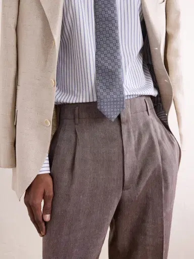 Brunello Cucinelli Straight-Leg Pleated Linen and Wool-Blend Suit Trousers - Men | Thumbnail 5