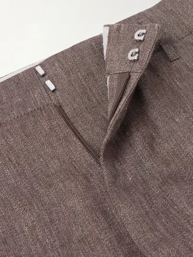 Brunello Cucinelli Straight-Leg Pleated Linen and Wool-Blend Suit Trousers - Men | Thumbnail 6