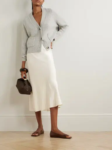 Allude Stretch-silk Satin Midi Skirt | Thumbnail 2 Allude Stretch-silk Satin Midi Skirt | Thumbnail 2