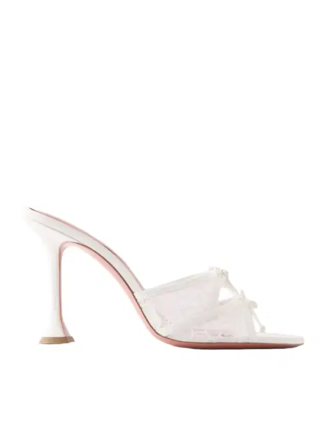 Eleonora Bow-detailed Lace And Leather Mules