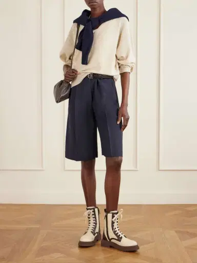 Brunello Cucinelli Lace-up Leather-trimmed Raffia Boots | Thumbnail 4 Brunello Cucinelli Lace-up Leather-trimmed Raffia Boots | Thumbnail 4