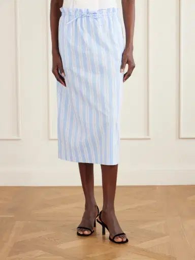 Staud Shore Striped Cotton-blend Poplin Midi Skirt | Thumbnail 3