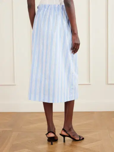 Staud Shore Striped Cotton-blend Poplin Midi Skirt | Thumbnail 4