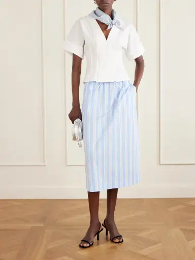Staud Elle Pleated Cotton-blend Poplin Blouse | Thumbnail 2 Staud Elle Pleated Cotton-blend Poplin Blouse | Thumbnail 2