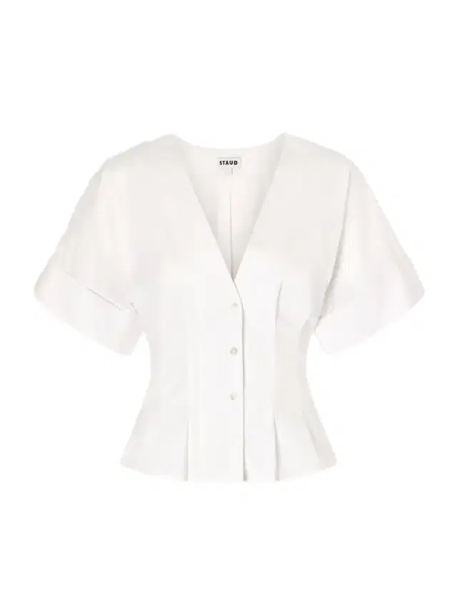 Elle Pleated Cotton-blend Poplin Blouse
