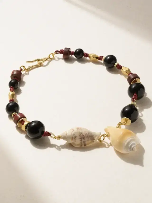 Samsara Gold-plated, Leather, Shell, Onyx And Recycled-glass Necklace