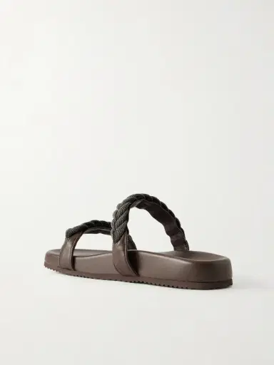 Brunello Cucinelli Bead-embellished Leather Sandals | Thumbnail 3 Brunello Cucinelli Bead-embellished Leather Sandals | Thumbnail 3