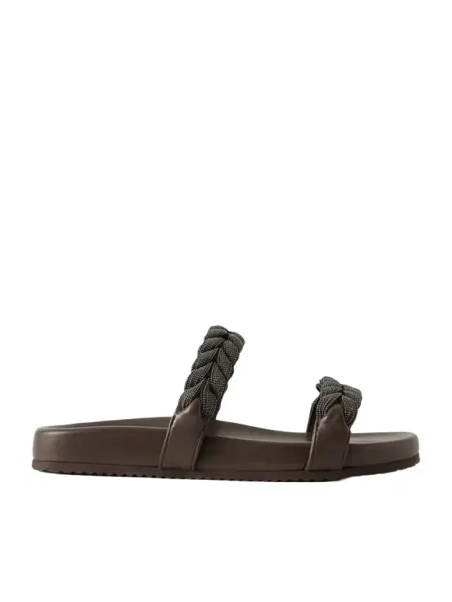 Brunello Cucinelli Bead-embellished Leather Sandals