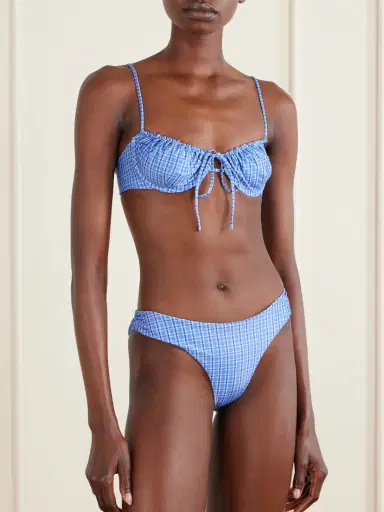 Faithfull Ombra And Leone Ruched Checked Recycled Bikini | Thumbnail 2