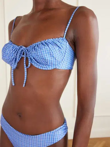 Faithfull Ombra And Leone Ruched Checked Recycled Bikini | Thumbnail 4