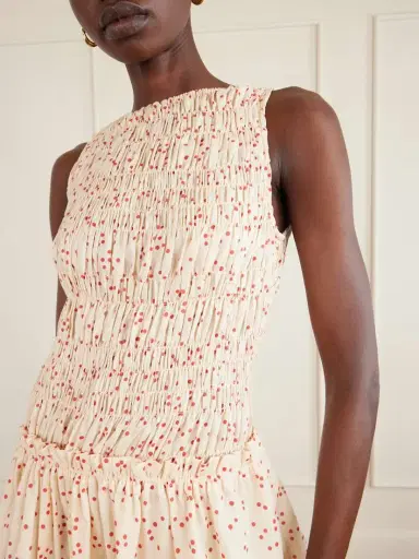 Faithfull Gala Smocked Polka-dot Cotton-voile Mini Dress | Thumbnail 4