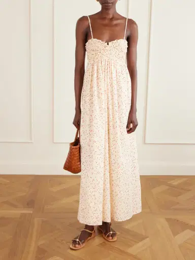 Faithfull Presa Shirred Ruffled Polka-dot Cotton-voile Maxi Dress | Thumbnail 2