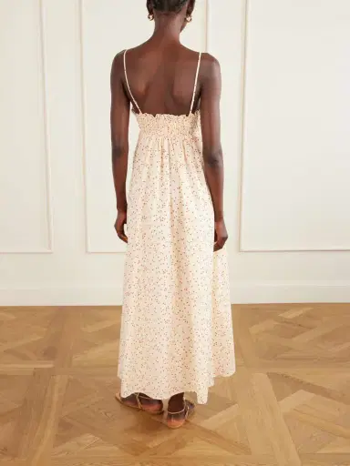 Faithfull Presa Shirred Ruffled Polka-dot Cotton-voile Maxi Dress | Thumbnail 3