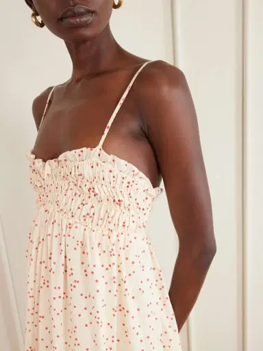 Faithfull Presa Shirred Ruffled Polka-dot Cotton-voile Maxi Dress | Thumbnail 4