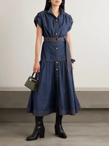 Zimmermann Belted Tiered Denim Midi Dress | Thumbnail 2 Zimmermann Belted Tiered Denim Midi Dress | Thumbnail 2