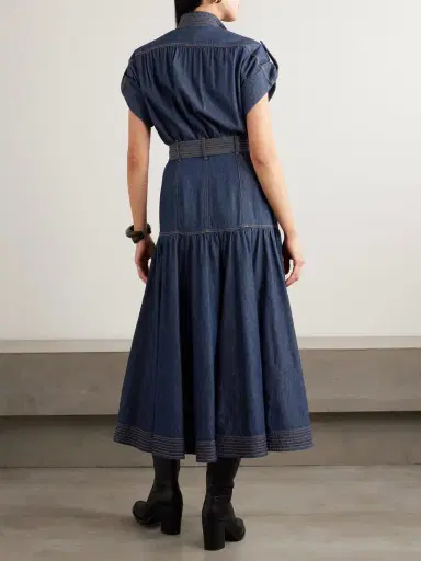 Zimmermann Belted Tiered Denim Midi Dress | Thumbnail 3 Zimmermann Belted Tiered Denim Midi Dress | Thumbnail 3