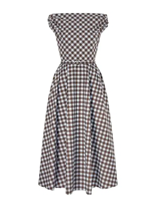 Off-the-shoulder Gingham Cotton-blend Poplin Midi Dress