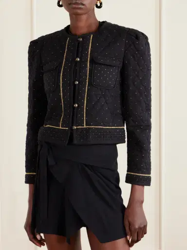 Marant Étoile Vania Cropped Embroidered Quilted Cotton Jacket | Thumbnail 3 Marant Étoile Vania Cropped Embroidered Quilted Cotton Jacket | Thumbnail 3