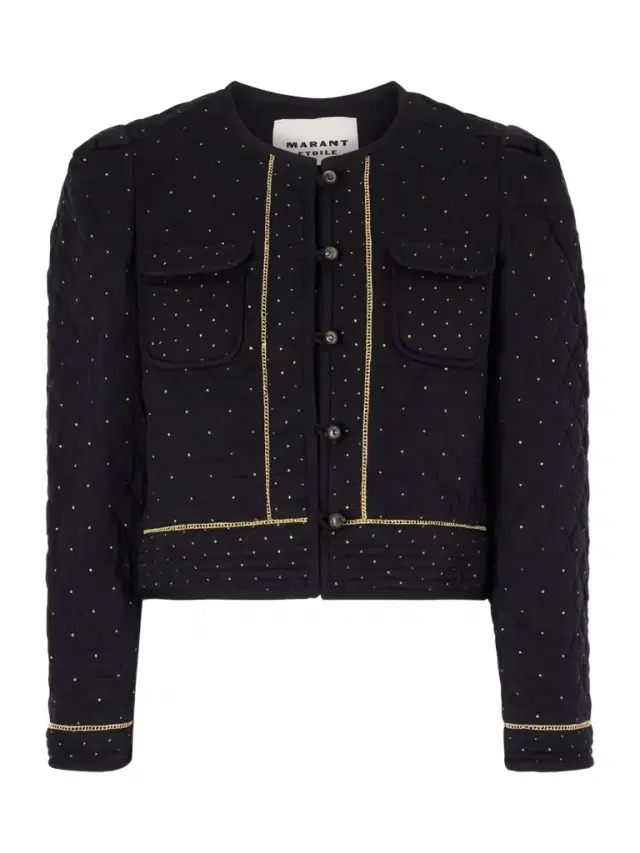 Vania Cropped Embroidered Quilted Cotton Jacket
