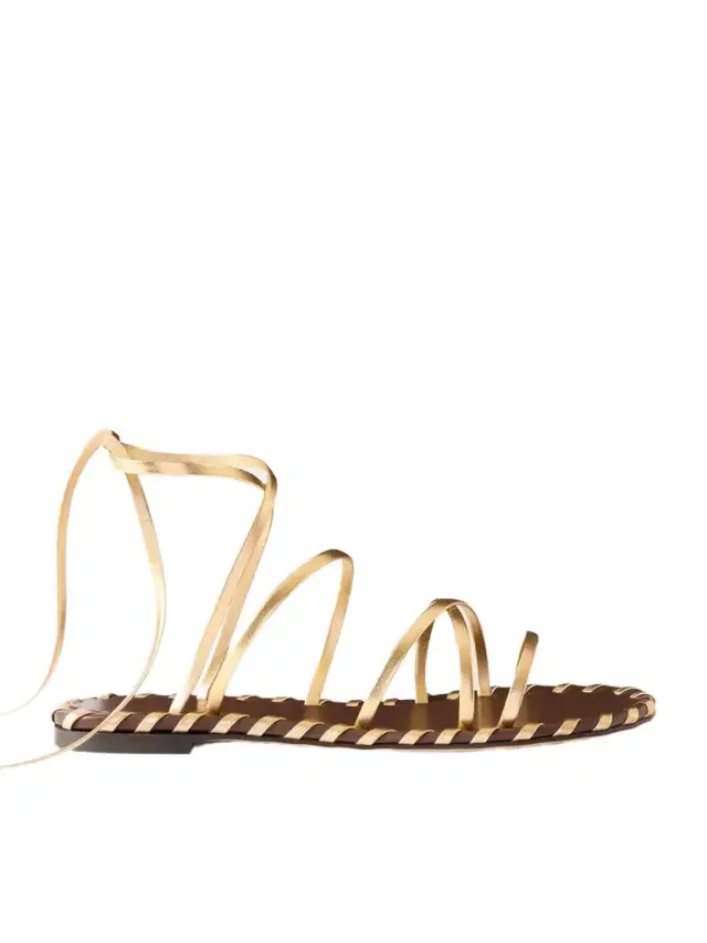 Lace-up Metallic Leather Sandals