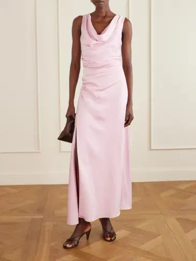 Simkhai Melaney Draped Gathered Satin Gown | Thumbnail 2
