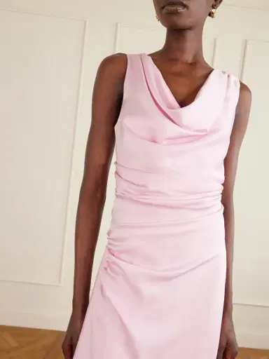 Simkhai Melaney Draped Gathered Satin Gown | Thumbnail 4