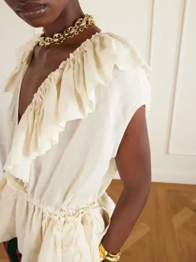 Dries Van Noten Ruffled Gathered Ramie Top | Thumbnail 4 Dries Van Noten Ruffled Gathered Ramie Top | Thumbnail 4