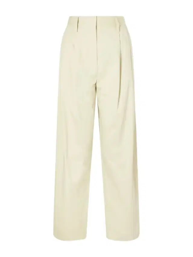 Taya Pleated Cotton-blend Straight-leg Pants