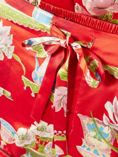 Olivia von Halle Alba Piped Printed Silk-satin Pajamas | Thumbnail 4