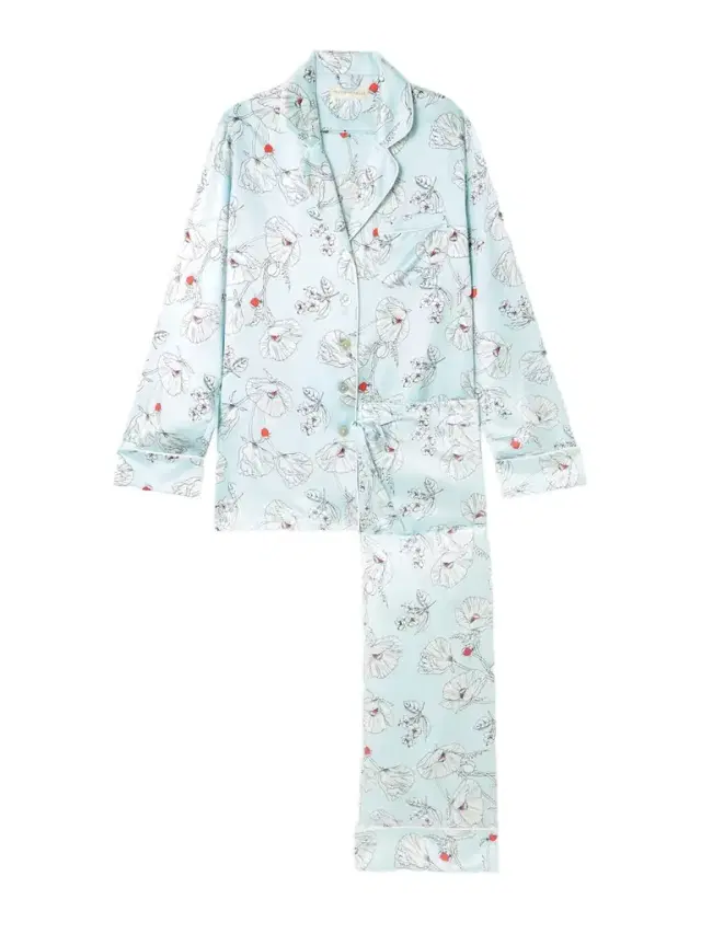Lila Printed Silk-satin Pajama Set