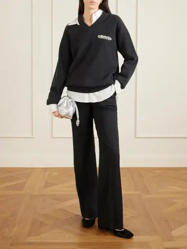 Simone Rocha Embellished Cut-out Wool-blend Sweater | Thumbnail 2 Simone Rocha Embellished Cut-out Wool-blend Sweater | Thumbnail 2