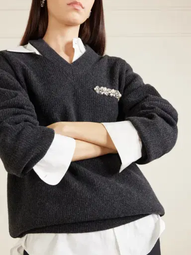 Simone Rocha Embellished Cut-out Wool-blend Sweater | Thumbnail 4 Simone Rocha Embellished Cut-out Wool-blend Sweater | Thumbnail 4