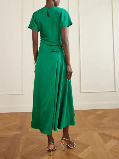 Simkhai Marabella Ruched Satin Midi Dress | Thumbnail 3