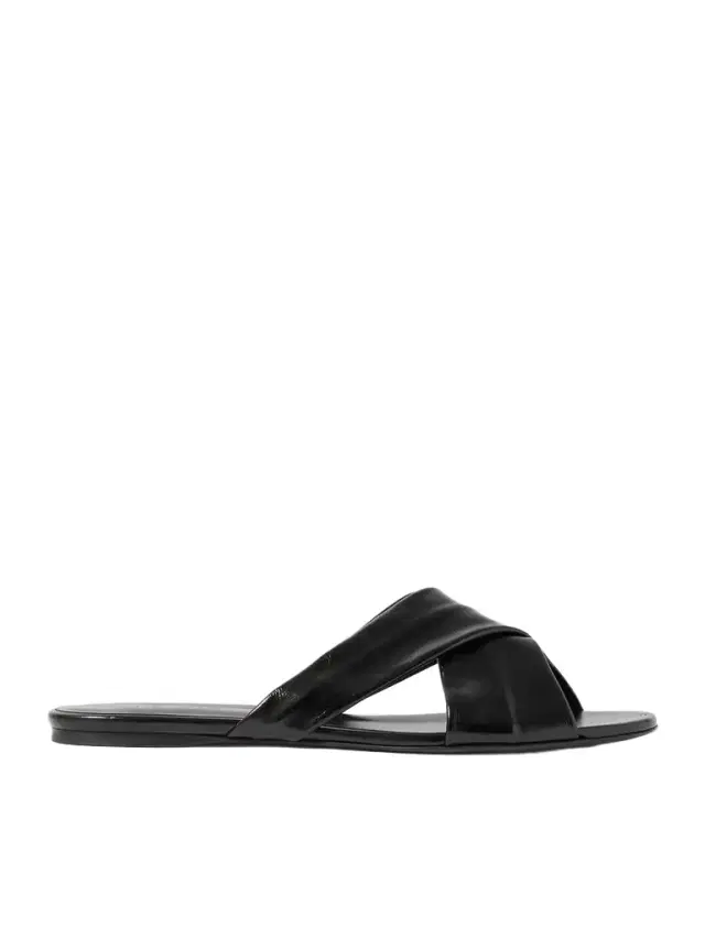 Liria Glossed-leather Sandals