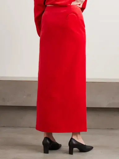 Blazé Milano Jealousy Malaya Button-embellished Cotton And Linen-blend Velvet Midi Skirt | Thumbnail 3 Blazé Milano Jealousy Malaya Button-embellished Cotton And Linen-blend Velvet Midi Skirt | Thumbnail 3